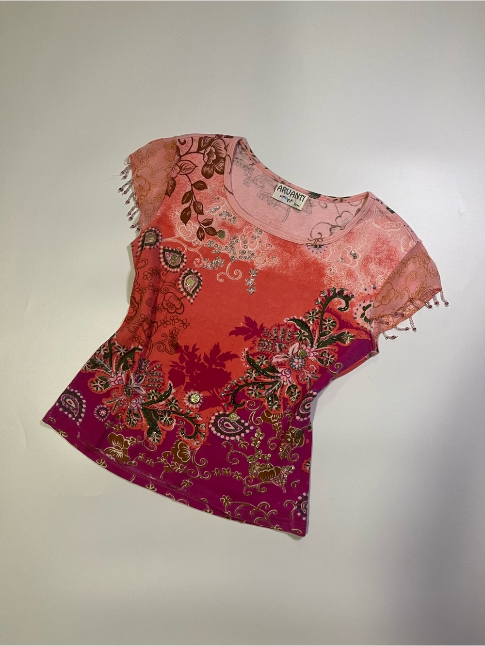 vintage multicolour beaded top